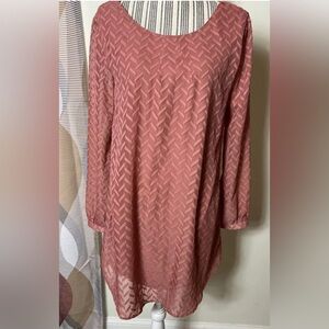 ASTR Nordstrom Dusty Rose Chiffon Lined Long Sleeve Open Back High Low Dress  M